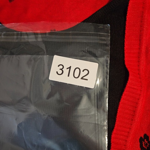 Cathy Daniels Sweater Cardigan Womens 3X Attached Top Pullover Floral Red Black - Picture 13 of 13